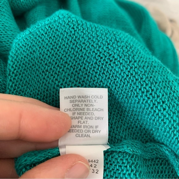 J Jill Linen Blend Open Front Longline Cardigan Duster Turquoise Teal Petite L - Picture 6 of 17